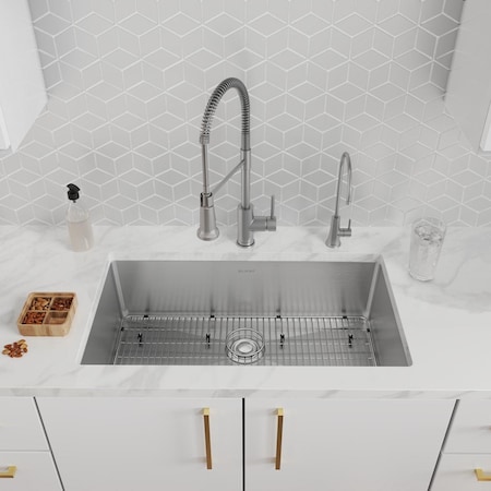 Elkay Crosstown 18 Gauge SS 33" x 22" x 9" Single Bowl Dual Mount Sink Kit with Filtered Beverage Faucet ECTSRS33229TFGB